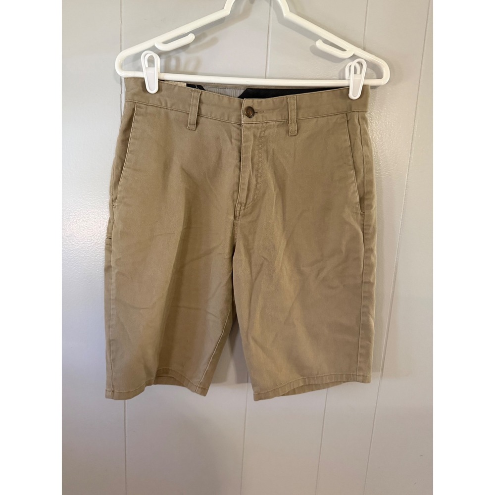 Volcom Shorts Mens 28 Frickin Chino Tan Khaki Skate Casual Flat Front EUC